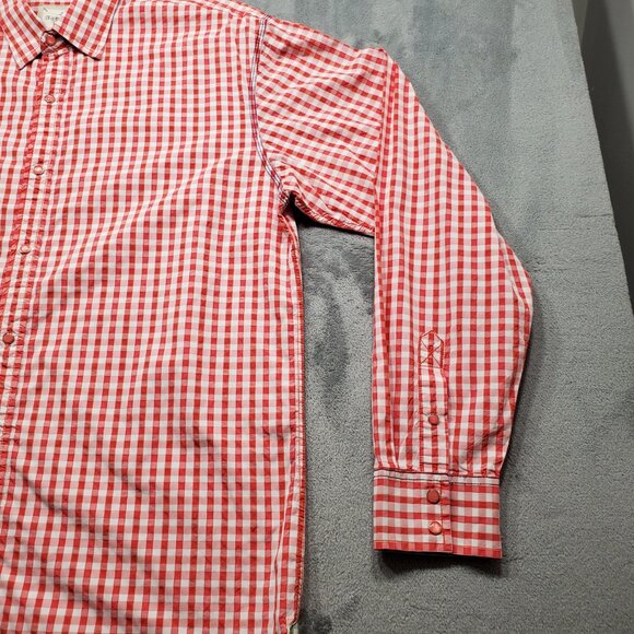 Age of Wisdom Long Sleeve Button Up Snap Plaid Shirt Check Red White Men Sz XL - Picture 6 of 11